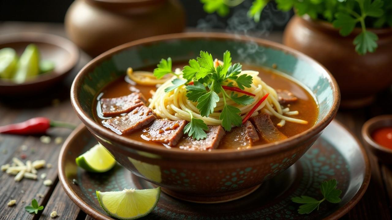 Bun Bo Hue mit gebratenen Schalotten