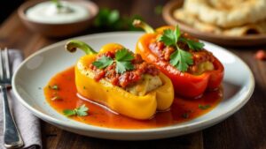 Butter Chicken Stuffed Bell Peppers