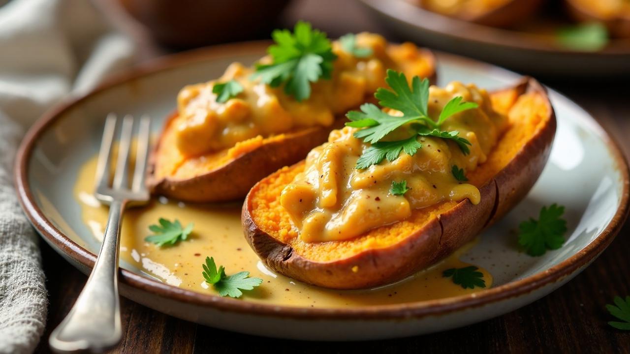 Butter Chicken Stuffed Sweet Potatoes