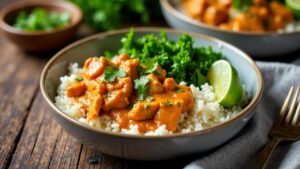 Butter Chicken and Kale Bowl