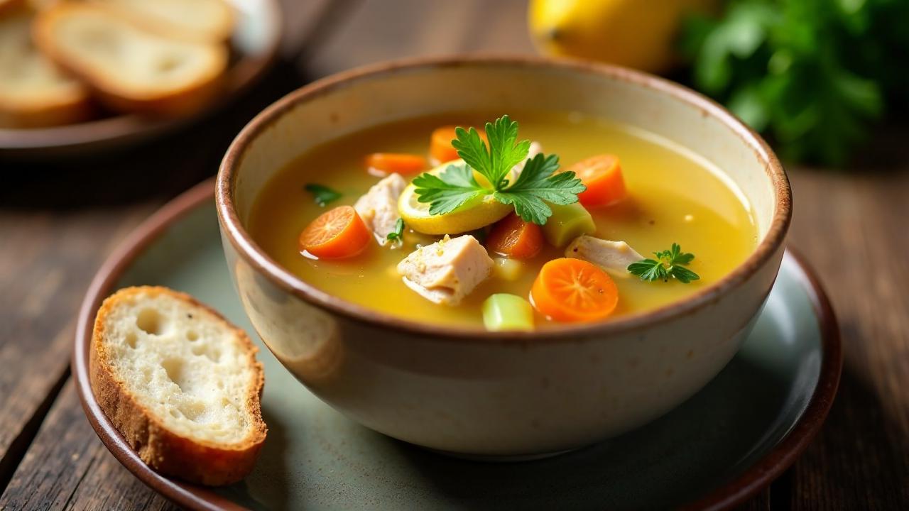 Byzanthineische Hühnersuppe mit Zitronensaft