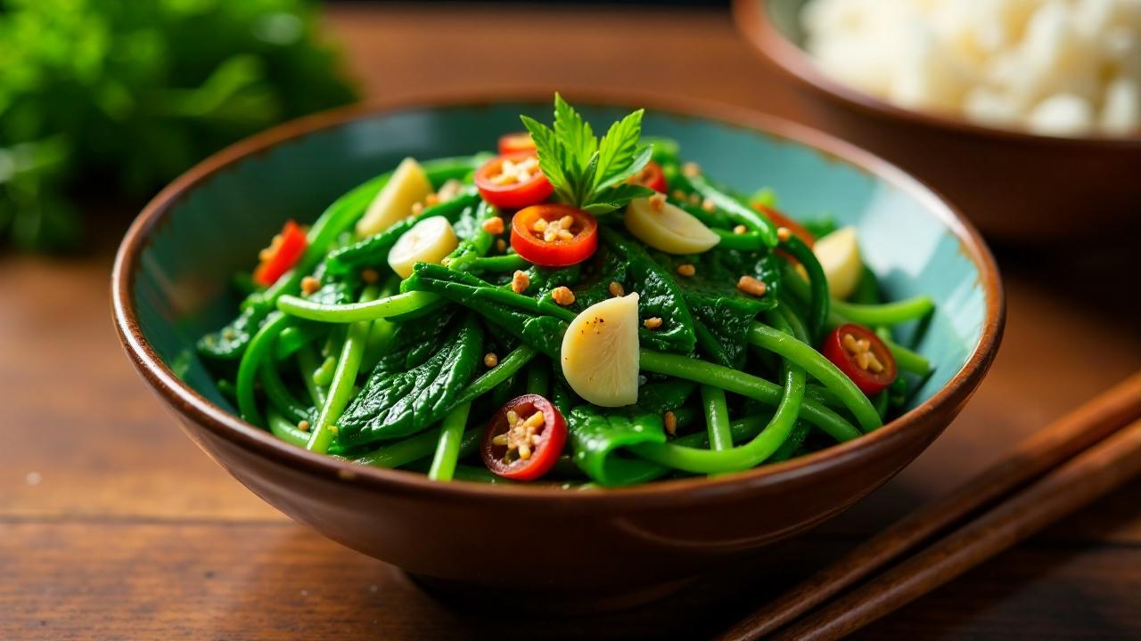 Cah Kangkung – Stir-fried water spinach