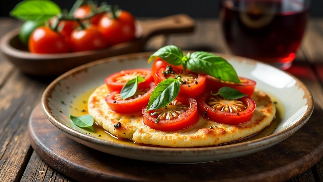 Carasau con Pomodori - Getoastetes Fladenbrot mit Tomaten