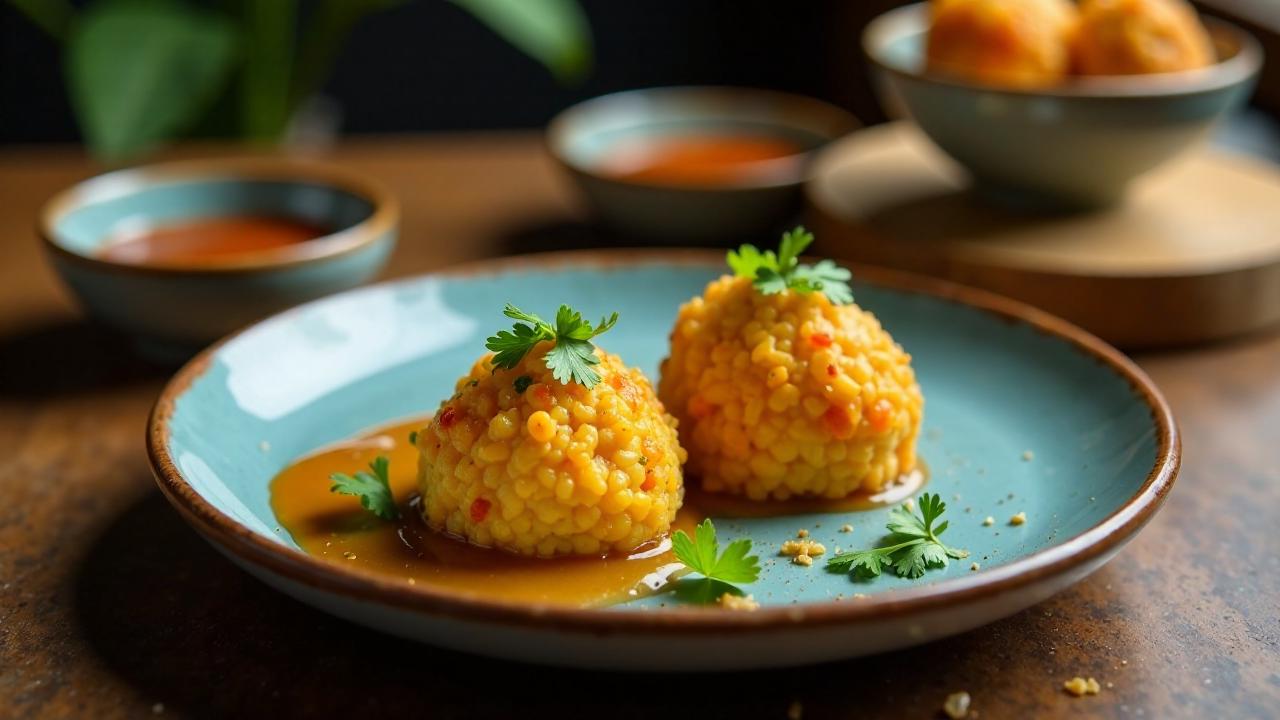 Cashew-Taro-Reisbällchen