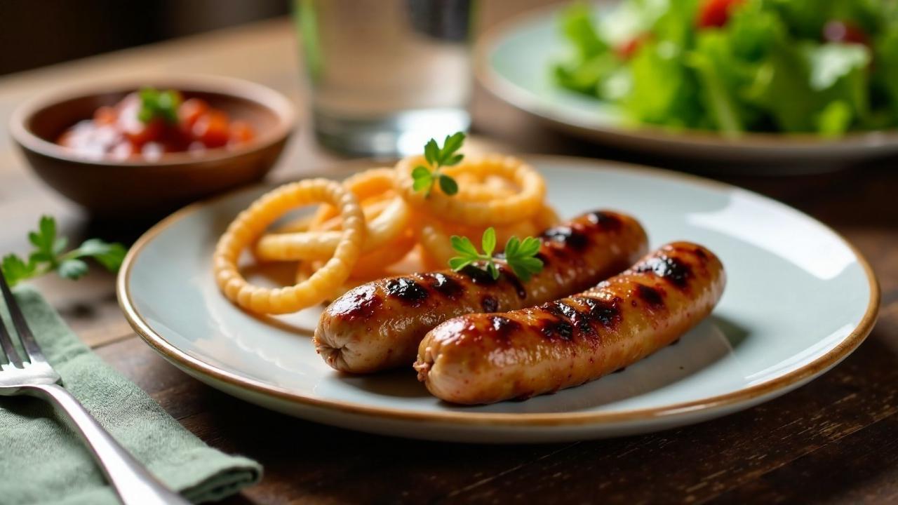 Cevapi mit Ajvar und Zwiebeln