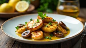 Champignon-Saganaki mit Halloumi