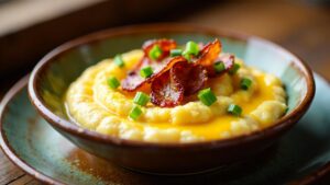 Cheese Grits with Bacon and Green Onions