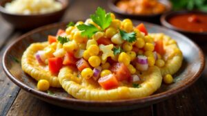 Cheesy Corn Puri Chaat