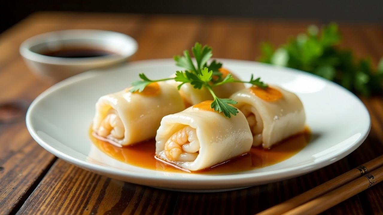 Cheung Fun (Reisnudelrollen mit Garnelen)