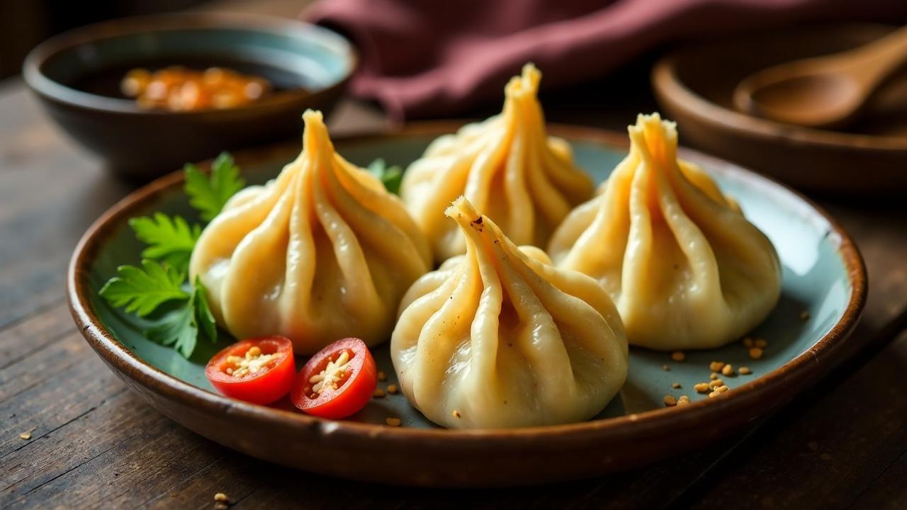 Chicken Momos in Sojasoße