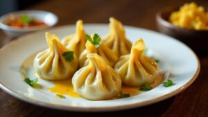 Chicken Momos mit Erbsen