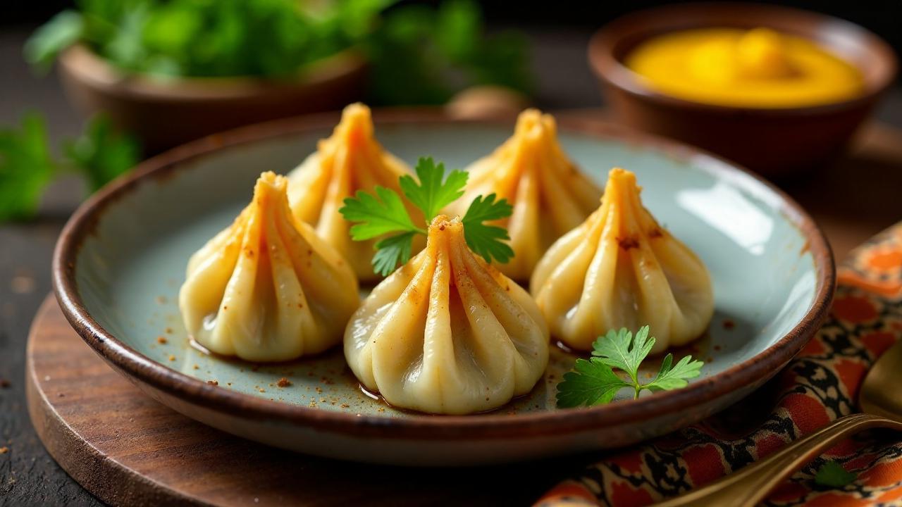 Chicken Momos mit Mango-Chutney