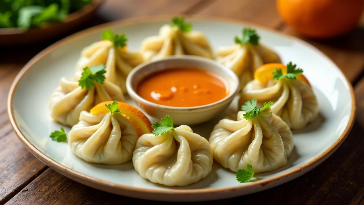 Chicken Momos mit Orangensoße