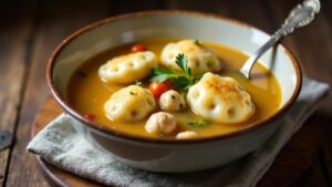 Chicken and Dumplings – Hühnchenragout mit Teigtaschen.