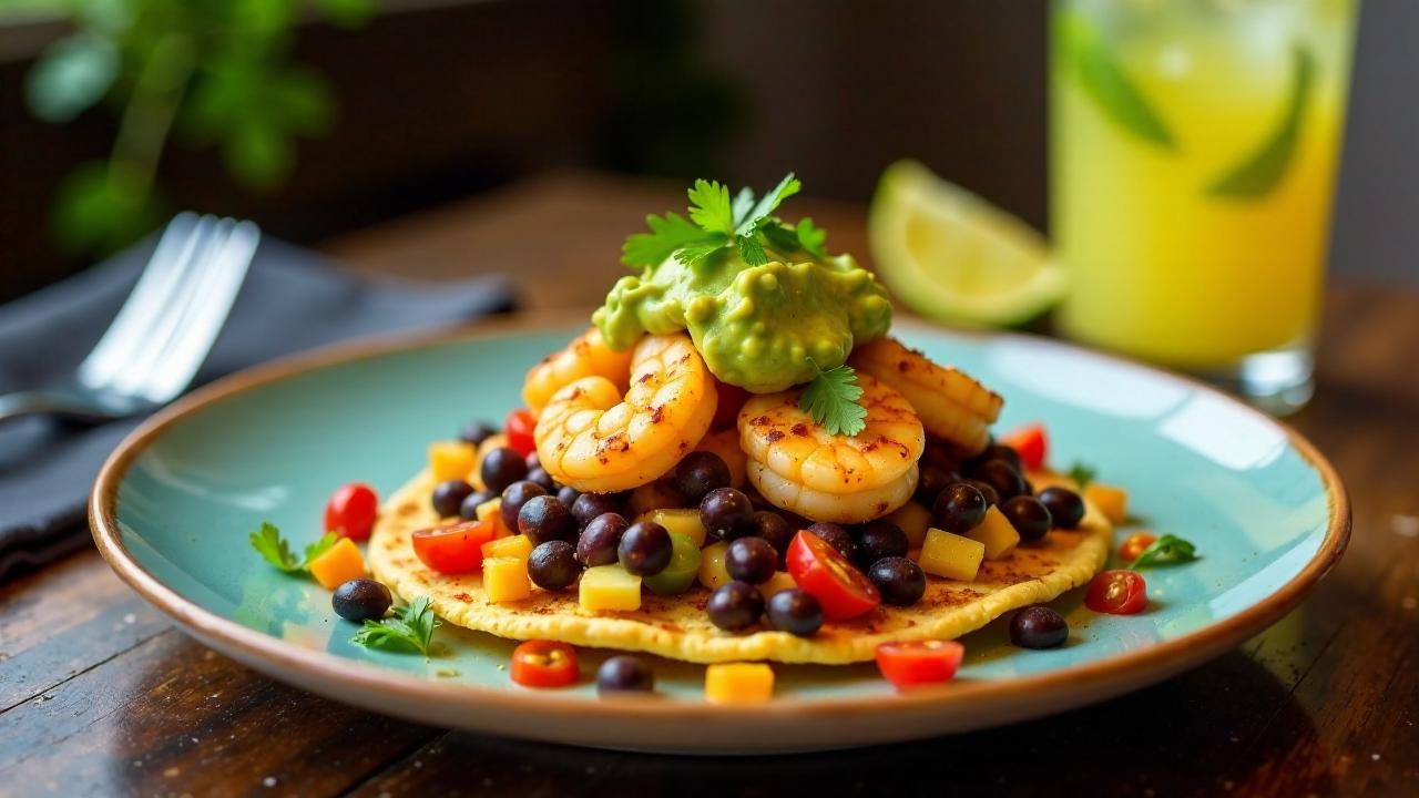 Chifrijo de Camarones (Shrimp and Bean Tostadas)