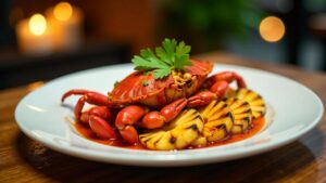 Chili Crab und gegrillte Ananas