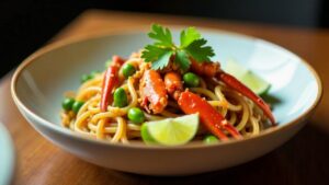 Chilli Crab und edamame Soba