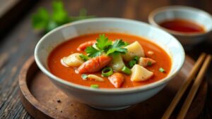 Chinesische würzige Krabbensuppe