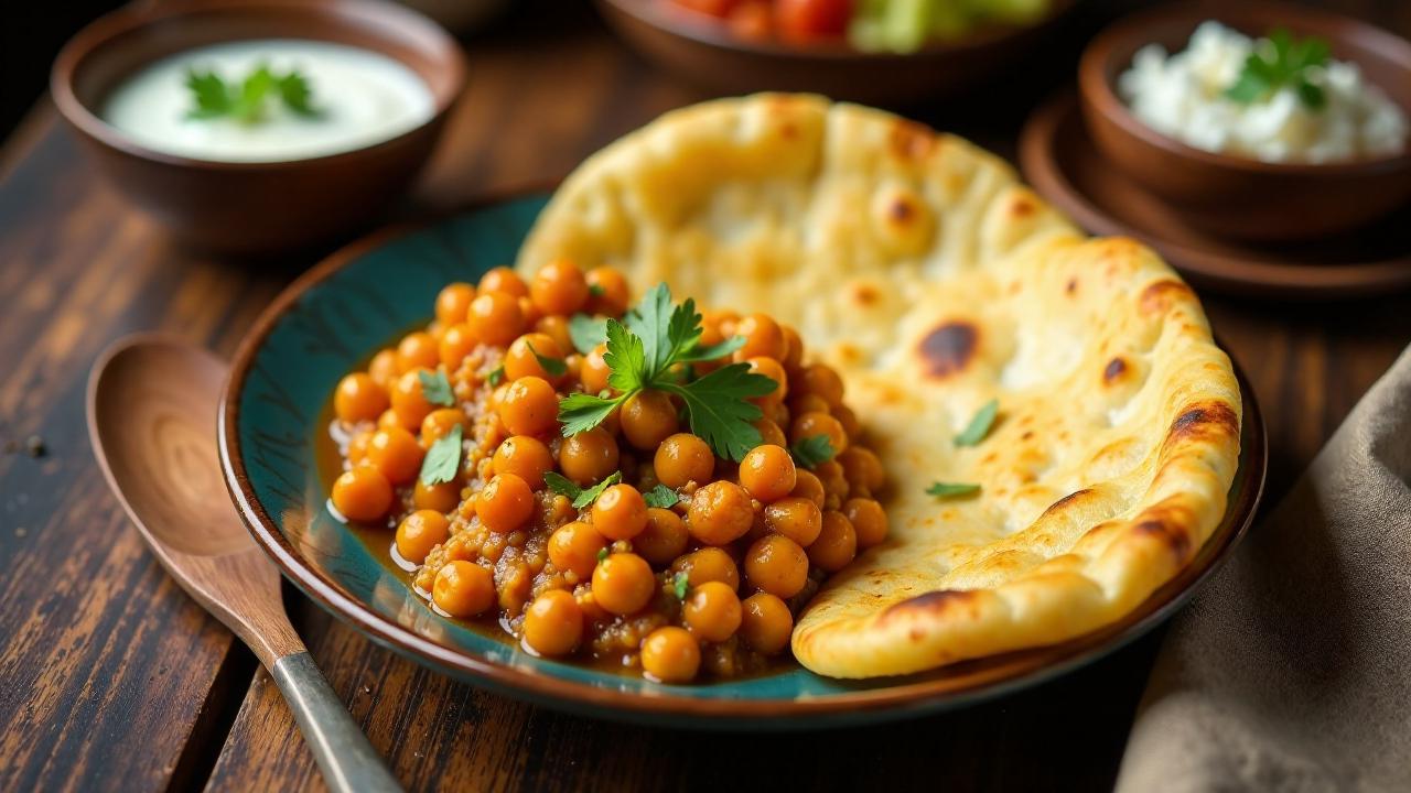 Chole Bhature (Kichererbsen mit frittierter Brotspezialität)