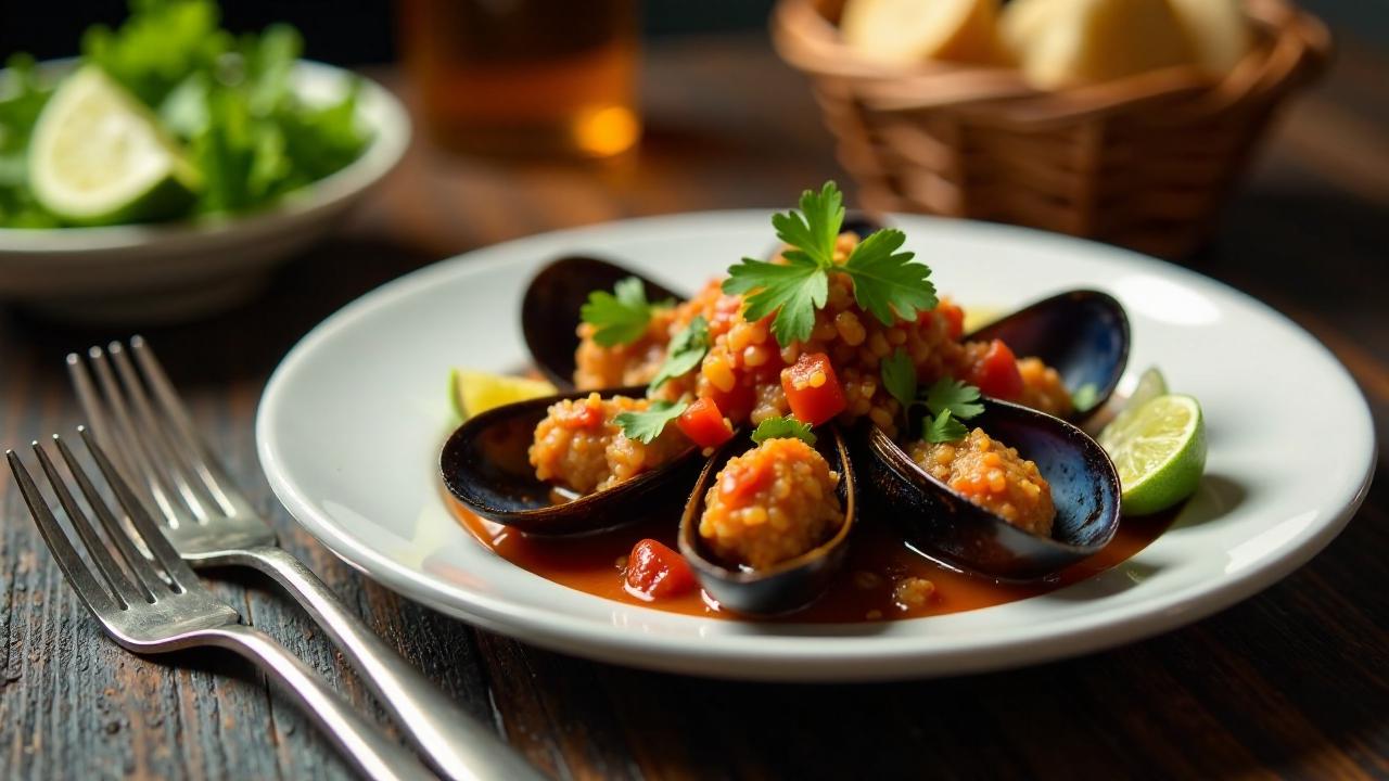 Choros a la Chalaca: Miesmuscheln in Zwiebel-Tomaten-Mix