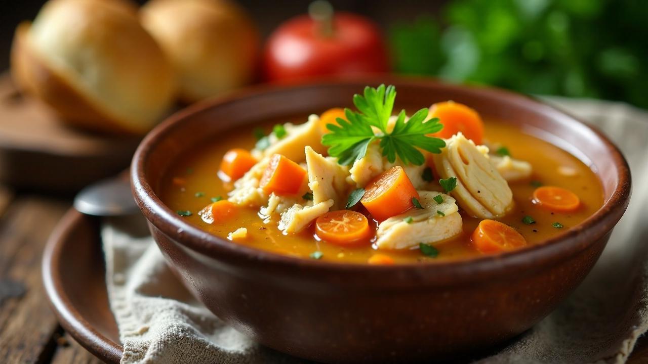 Ciorbă rădăuțeană - Hühnersuppe mit Gemüse