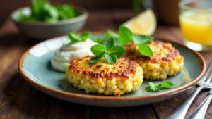 Couscous-Bratlinge mit Minz-Joghurt