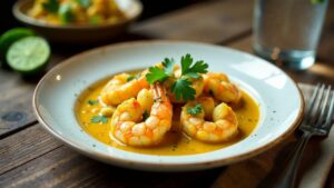 Crevettes au Coco Curry (Garnelen in Kokoscurry)