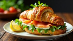 Croissant-Sandwiches mit Lachs und Frischkäse