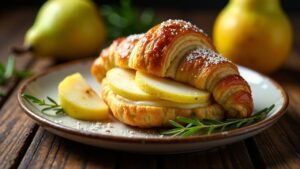 Croissants gefüllt mit Brie und Birnen