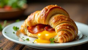 Croissants mit Bacon und Cheddar