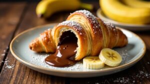 Croissants mit Banane und Nutella