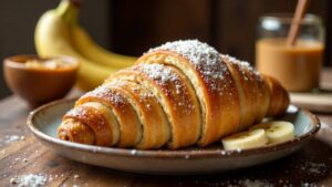 Croissants mit Bananen und Erdnussbutter