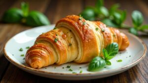 Croissants mit Basilikum und Ziegenkäse