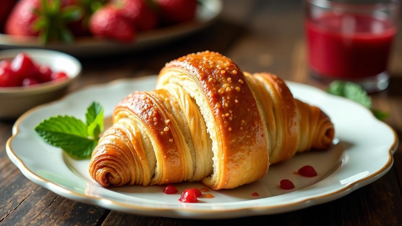 Croissants mit Erdbeer-Rhabarber-Compote