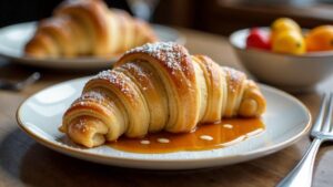 Croissants mit Karamell und Banane