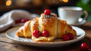 Croissants mit Kirschen und Mohn