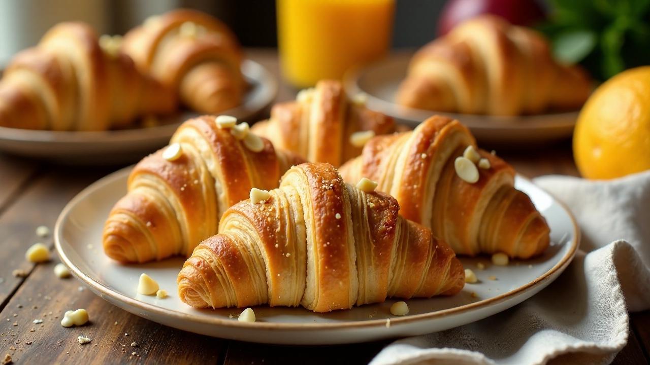 Croissants mit Passionsfrucht und weißer Schokolade