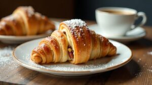 Croissants mit Pekannüssen und Rosinen