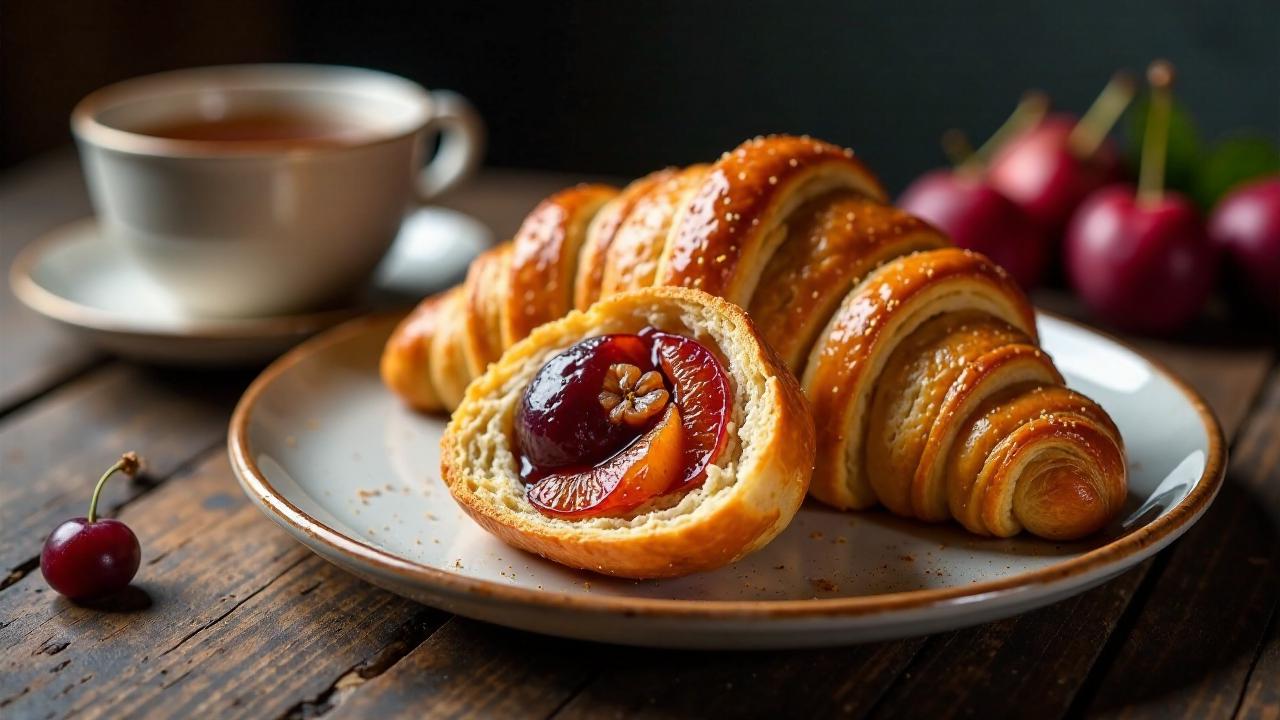 Croissants mit Pflaumen und Ingwer