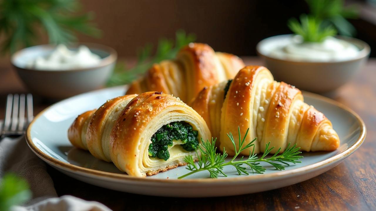 Croissants mit Spinat und Feta