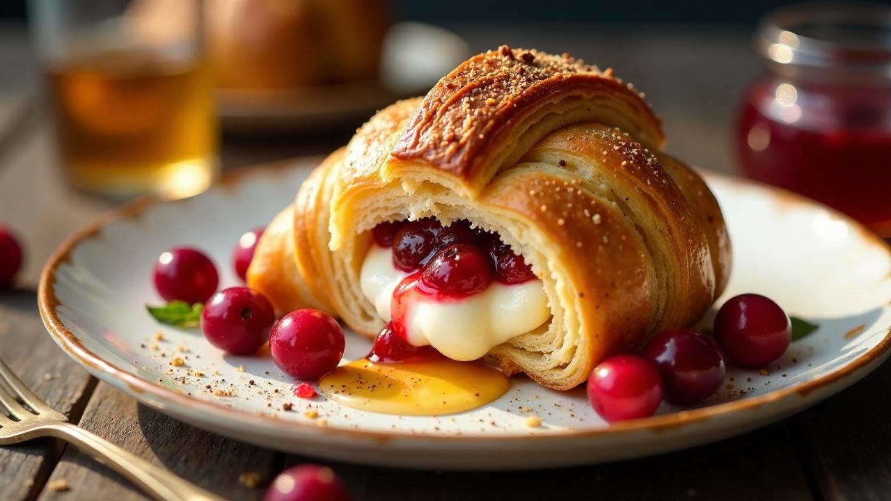 Croissants mit Ziegenkäse und Preiselbeeren