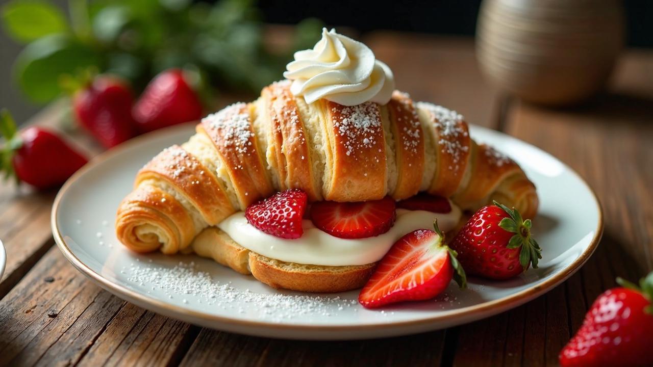 Croissants mit frischen Erdbeeren und Mascarpone