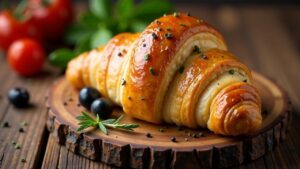 Croissants mit getrockneten Tomaten und Oliven