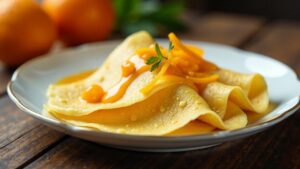 Crêpes Suzette: Flambierte Crêpes in Orangensauce