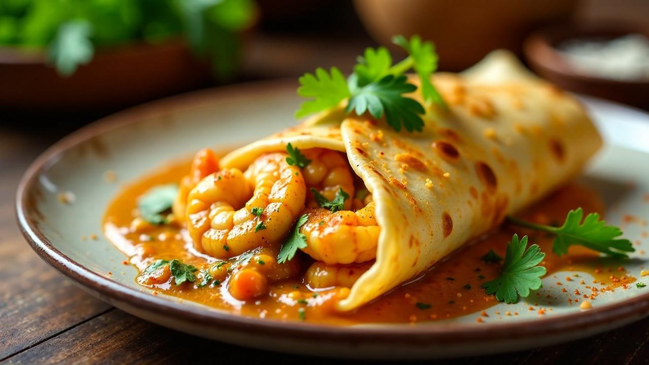 Curried Shrimp Roti