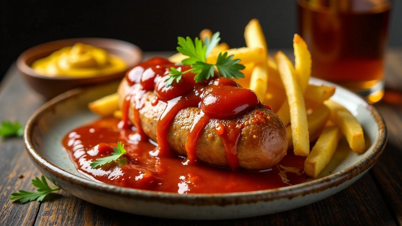 Currywurst mit Weißwurst und Brezenpommes