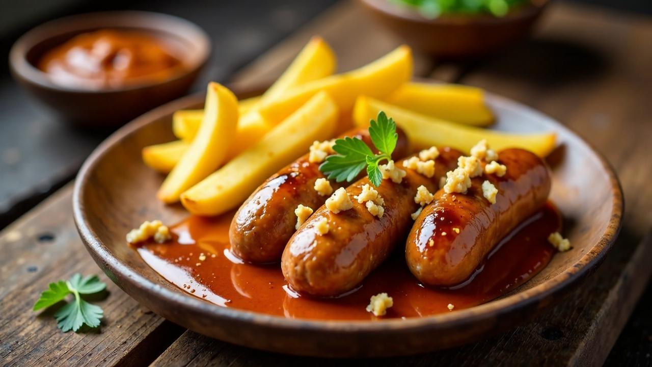 Currywurst nach Walnuss-Art mit Kartoffelsticks