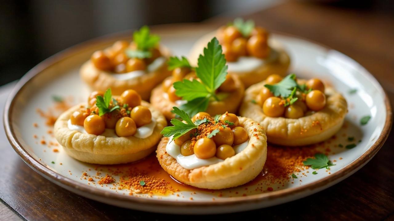 Dahi Puri – Gefüllte Puri-Taschen mit Tamarinde und Joghurt