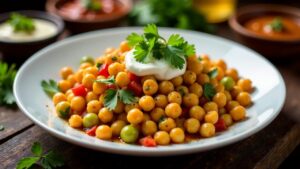 Delhi Mixed Chaat – Gemischte Straßenstandssalate mit Gemüse und Kichererbsen