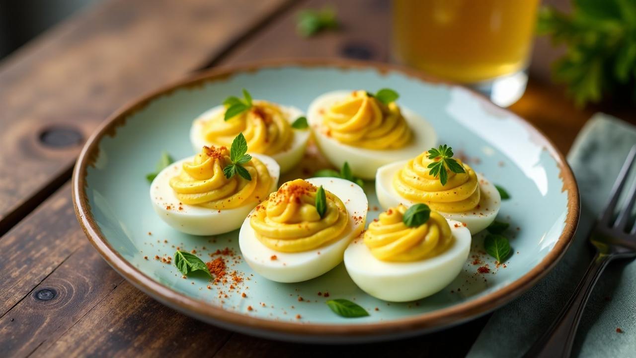 Deviled Eggs – Gefüllte Eier mit Mayonnaise und Senf.